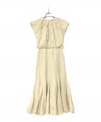 anuansアニュアンス）の古着「リネンブレンドバルーンショルダーワンピース ロングワンピース」｜ベージュ