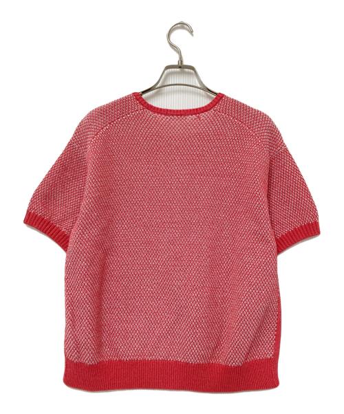 LIFE WITH FLOWERS.（ライフ ウィズ フラワーズ）LIFE WITH FLOWERS. (ライフ ウィズ フラワーズ) ミックスカラーショートスリーブニット ピンク サイズ:1の古着・服飾アイテム