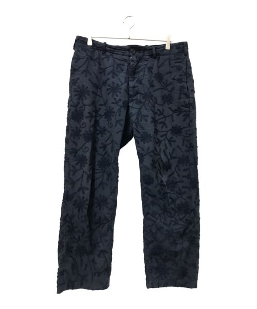 Engineered Garments（エンジニアドガーメンツ）Engineered Garments (エンジニアド ガーメンツ) 総柄フラワー刺繍ワンタックポリウールスラックスパンツ ネイビー サイズ:34の古着・服飾アイテム