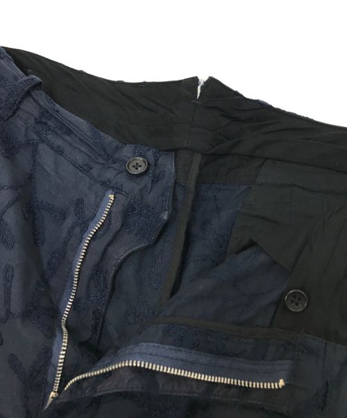Engineered Garments（エンジニアドガーメンツ）Engineered Garments (エンジニアド ガーメンツ) 総柄フラワー刺繍ワンタックポリウールスラックスパンツ ネイビー サイズ:34の古着・服飾アイテム