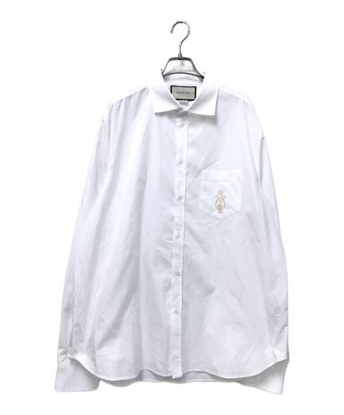 中古・古着通販】GUCCI (グッチ) エンブレム刺繍シャツ ホワイト