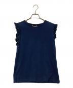 MUVEILミュベール）の古着「袖フリルカットソー」｜ネイビー