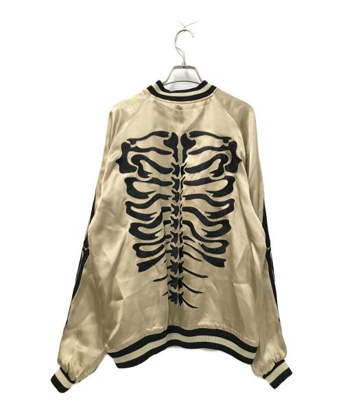 JUNK STAR（ジャンクスター）JUNK STAR (ジャンクスター) スカジャン ブラック×ベージュ サイズ:Lの古着・服飾アイテム
