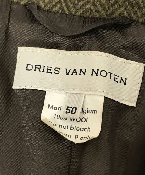 DRIES VAN NOTEN（ドリスヴァンノッテン）DRIES VAN NOTEN (ドリスヴァンノッテン) ヘリンボーンウールコート カーキ サイズ:50の古着・服飾アイテム