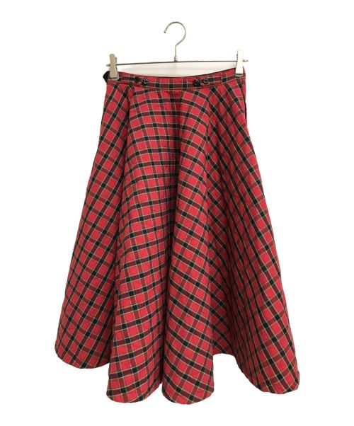 BEAMS BOY（ビームスボーイ）BEAMS BOY (ビームスボーイ) キルティング サーキュラー スカート レッド サイズ:Freeの古着・服飾アイテム