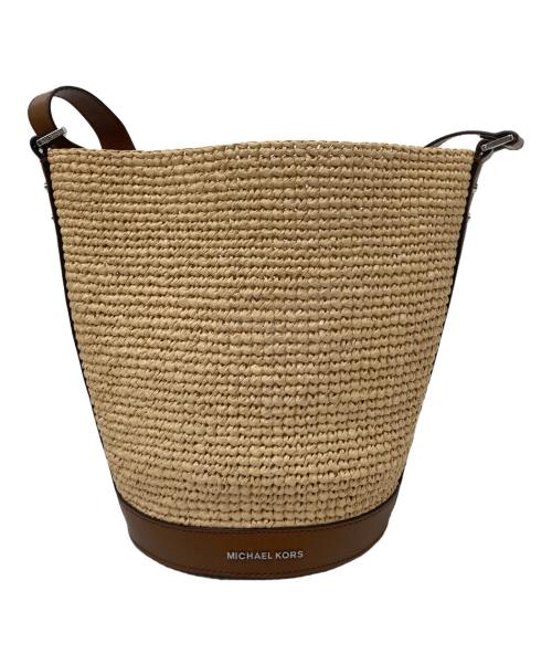 MICHAEL KORS（マイケル・コース）MICHAEL KORS (マイケルコース) Townsend Medium Straw Bucket Messenger ベージュの古着・服飾アイテム