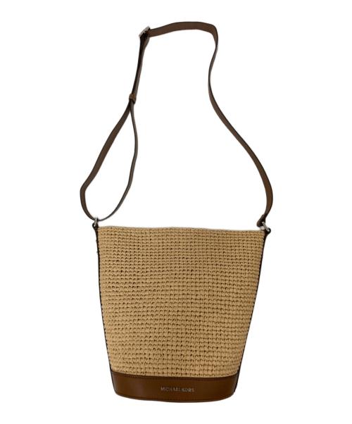 MICHAEL KORS（マイケル・コース）MICHAEL KORS (マイケルコース) Townsend Medium Straw Bucket Messenger ベージュの古着・服飾アイテム