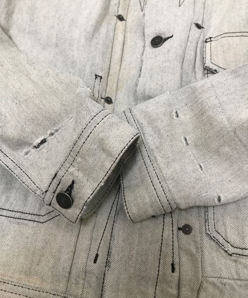 DIESEL（ディーゼル）DIESEL (ディーゼル) バックパッチデザインデニムジャケット グレー サイズ:Sの古着・服飾アイテム