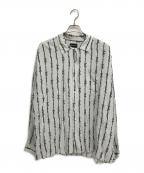 COTTON PANコットンパン）の古着「総柄シャツ」｜ホワイト×グリーン