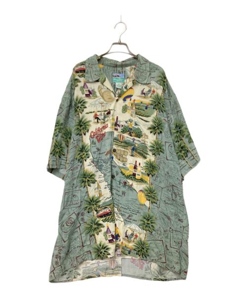 reyn spooner（レイン スプナー）reyn spooner (レイン スプナー) 80-90‘S総柄オープンカラーシャツ グリーン×ベージュ サイズ:XLの古着・服飾アイテム