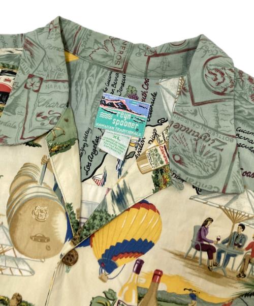 reyn spooner（レイン スプナー）reyn spooner (レイン スプナー) 80-90‘S総柄オープンカラーシャツ グリーン×ベージュ サイズ:XLの古着・服飾アイテム