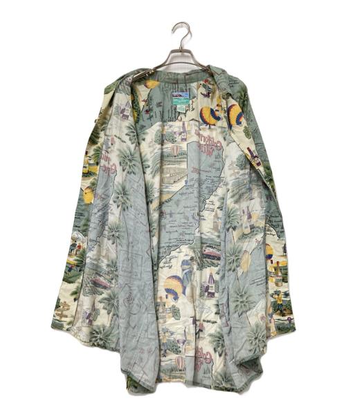 reyn spooner（レイン スプナー）reyn spooner (レイン スプナー) 80-90‘S総柄オープンカラーシャツ グリーン×ベージュ サイズ:XLの古着・服飾アイテム