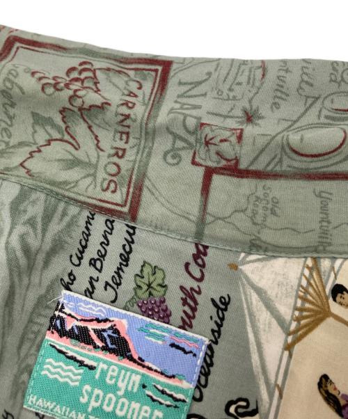 reyn spooner（レイン スプナー）reyn spooner (レイン スプナー) 80-90‘S総柄オープンカラーシャツ グリーン×ベージュ サイズ:XLの古着・服飾アイテム