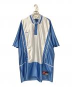 NIKEナイキ）の古着「ハーフスナップゲームシャツ」｜ブルー×ホワイト