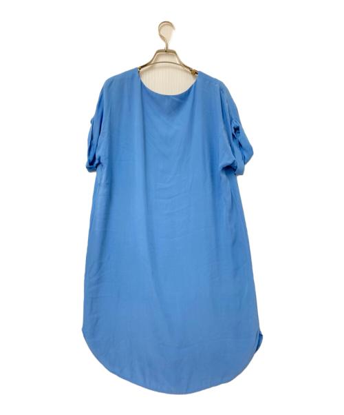 POLO RALPH LAUREN（ポロ・ラルフローレン）POLO RALPH LAUREN (ポロ・ラルフローレン) Vネック半袖シルクワンピース ブルー サイズ:6の古着・服飾アイテム