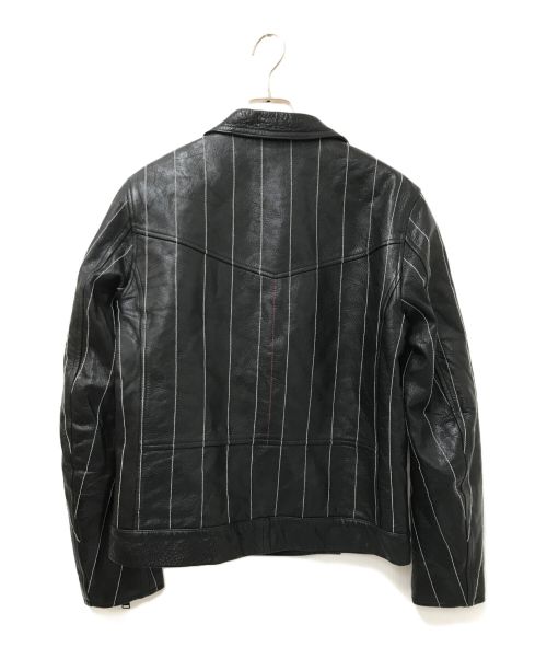 ANNDIRK IZM（アンダーク イズム）ANNDIRK IZM (アンダーク イズム) ストライプダブルライダースジャケット ブラック サイズ:下記参照の古着・服飾アイテム