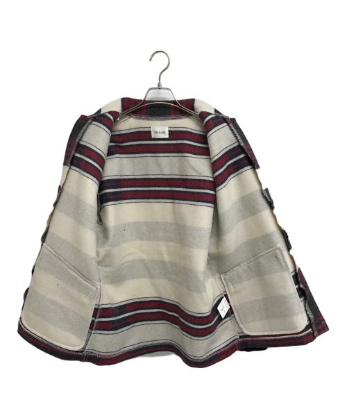 CAL O LINE（キャルオーライン）CAL O LINE (キャルオーライン) ブランケットジャッケット グレー×レッド サイズ:Mの古着・服飾アイテム