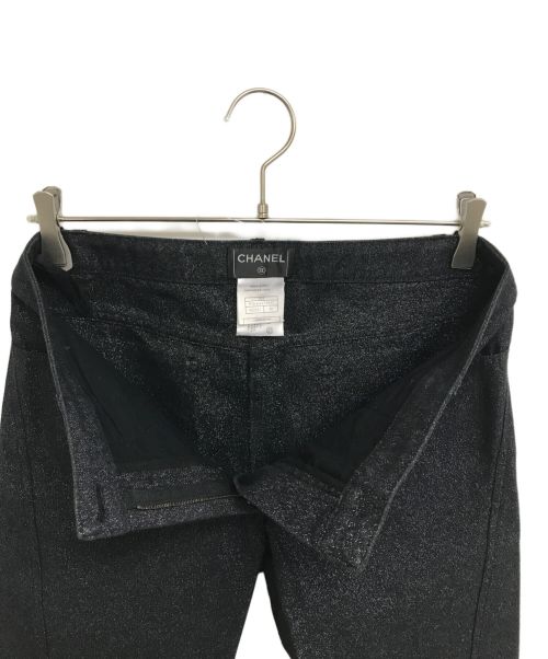 CHANEL（シャネル）CHANEL (シャネル) ココマークサイドボタンラメパンツ ネイビー サイズ:38の古着・服飾アイテム