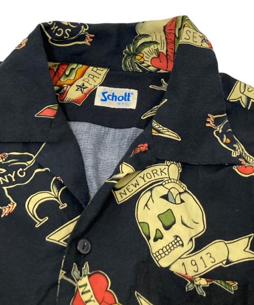 Schott（ショット）Schott (ショット) 総柄シャツ ブラック サイズ:Sの古着・服飾アイテム