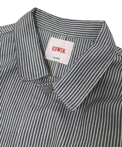 EDWIN（エドウィン）EDWIN (エドウィン) ストライプカバーオール グレー×ホワイト サイズ:XLの古着・服飾アイテム