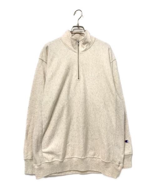 Champion REVERSE WEAVE（チャンピオン リバース ウィーブ）Champion REVERSE WEAVE (チャンピオン リバース ウィーブ) URBAN RESEARCH (アーバンリサーチ) 別注ハーフジップスウェット ベージュ サイズ:Mの古着・服飾アイテム