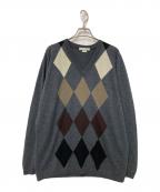 JOHN SMEDLEYジョンスメドレー）の古着「アーガイルVネックニット」｜グレー