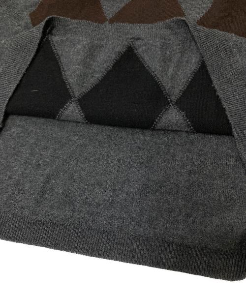 JOHN SMEDLEY（ジョンスメドレー）JOHN SMEDLEY (ジョンスメドレー) アーガイルVネックニット グレー サイズ:Mの古着・服飾アイテム