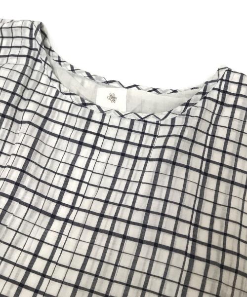 maison de soil（メゾンドソイル）maison de soil (メゾンドソイル) コットンウィンドウペンチェックプルオーバーワンピース ホワイト×ネイビー サイズ:2の古着・服飾アイテム