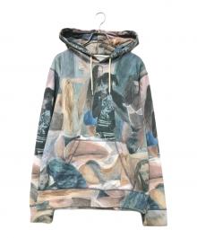 SOULLAND×CHARLIE ROBERTS（ソウルランド×チャーリーロバーツ）の古着「総柄パーカー」｜ベージュ×ブルー