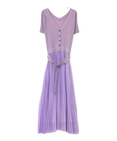 Diagram（ダイアグラム）Diagram (ダイアグラム) ベルト付きノースリーブワンピース パープル サイズ:36の古着・服飾アイテム