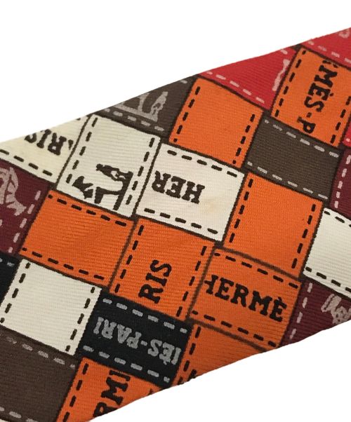 HERMES（エルメス）HERMES (エルメス) ツィリースカーフ ブラウン×オレンジ サイズ:下記参照の古着・服飾アイテム