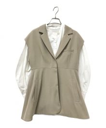 Ameri（アメリ）の古着「PEPLUM JACKET WITH PUFF BLOUSEジレ」｜ベージュ