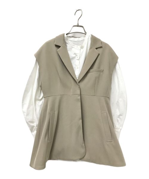 Ameri（アメリ）Ameri (アメリ) PEPLUM JACKET WITH PUFF BLOUSEジレ ベージュ サイズ:Sの古着・服飾アイテム