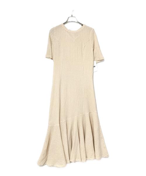 furfur（ファーファー）furfur (ファーファー) チェックワンピース ベージュ×ホワイト サイズ:F 未使用品の古着・服飾アイテム
