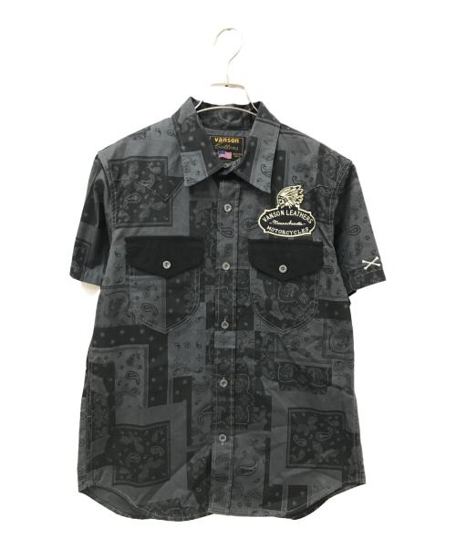 VANSON（バンソン）VANSON (バンソン) スカル半袖シャツ グレー サイズ:Mの古着・服飾アイテム