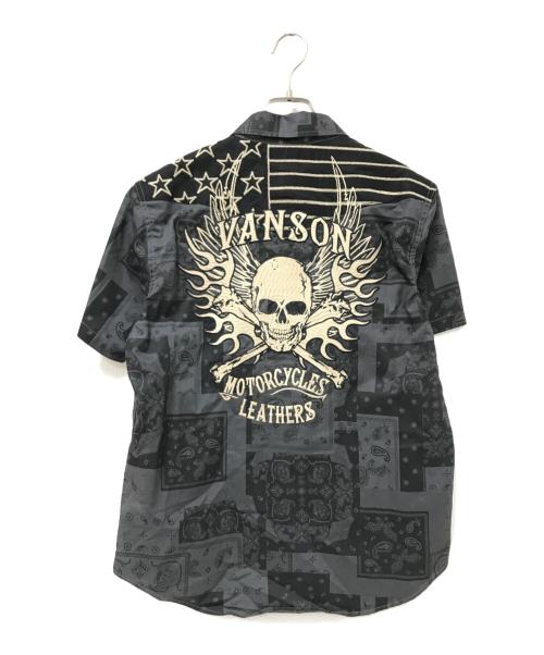 VANSON（バンソン）VANSON (バンソン) スカル半袖シャツ グレー サイズ:Mの古着・服飾アイテム