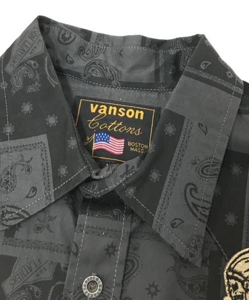 VANSON（バンソン）VANSON (バンソン) スカル半袖シャツ グレー サイズ:Mの古着・服飾アイテム