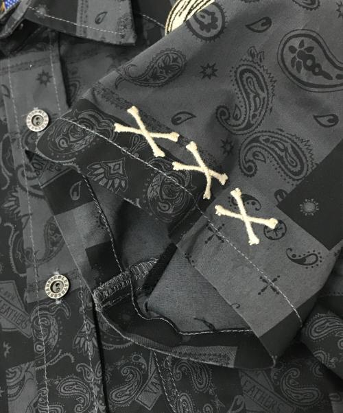 VANSON（バンソン）VANSON (バンソン) スカル半袖シャツ グレー サイズ:Mの古着・服飾アイテム