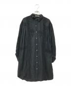 ne quittez pasヌキテパ）の古着「刺繍レーヨンシャツチュニック」｜ブラック