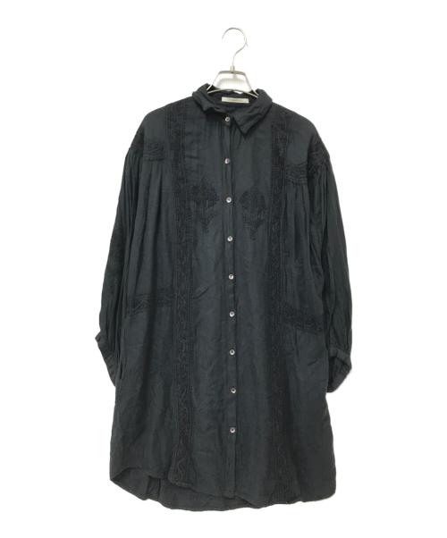 ne quittez pas（ヌキテパ）ne quittez pas (ヌキテパ) 刺繍レーヨンシャツチュニック ブラック サイズ:下記参照の古着・服飾アイテム