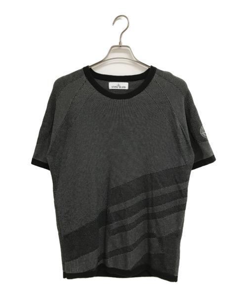 STONE ISLAND（ストーンアイランド）STONE ISLAND (ストーンアイランド) 半袖ニット ブラック サイズ:Lの古着・服飾アイテム