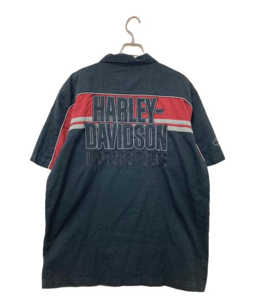 HARLEY-DAVIDSON（ハーレーダビッドソン）HARLEY-DAVIDSON (ハーレーダビッドソン) 半袖シャツ ブラック×オレンジ サイズ:Mの古着・服飾アイテム