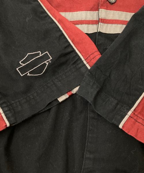 HARLEY-DAVIDSON（ハーレーダビッドソン）HARLEY-DAVIDSON (ハーレーダビッドソン) 半袖シャツ ブラック×オレンジ サイズ:Mの古着・服飾アイテム