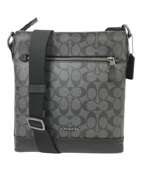 COACH（コーチ）COACH (コーチ) グラハム フラット クロスボディ シグネチャー キャンバス ブラック×グレー サイズ:下記参照の古着・服飾アイテム