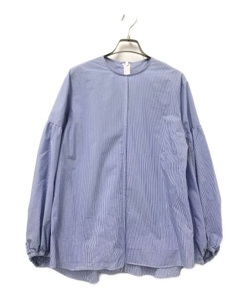 Mila Owen（ミラオーウェン）Mila Owen (ミラオーウェン) シャツカーブパフスリーブブラウス ブルーの古着・服飾アイテム