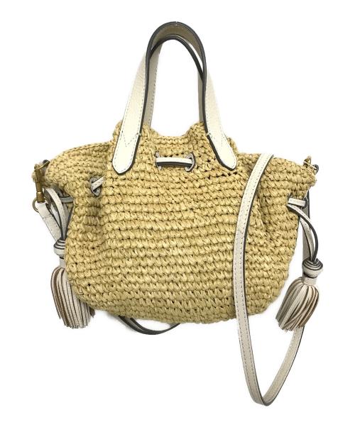 ANYA HINDMARCH（アニヤ・ハインドマーチ）ANYA HINDMARCH (アニヤハインドマーチ) Small Drowstring Straw Crossbody Tote bag ベージュ サイズ:下記参照の古着・服飾アイテム