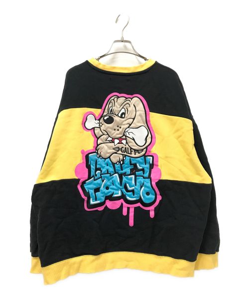 GALFY（ガルフィー）GALFY (ガルフィー) わんわん落書きスウェット ブラック×イエロー サイズ:大型犬（XL）の古着・服飾アイテム
