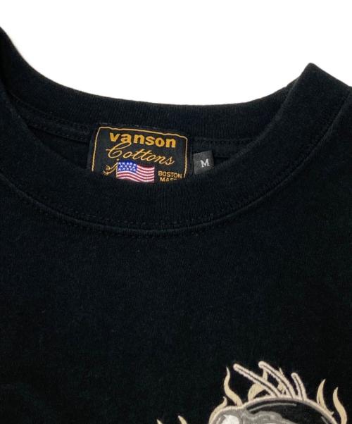 VANSON（バンソン）VANSON (バンソン) LOONEY TUNES (ルーニーチューンズ) 刺繍Tシャツ ブラック サイズ:Mの古着・服飾アイテム