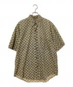 Calvin Klein Sportsカルバンクラインスポーツ）の古着「総柄半袖シャツ」｜ネイビー×ベージュ