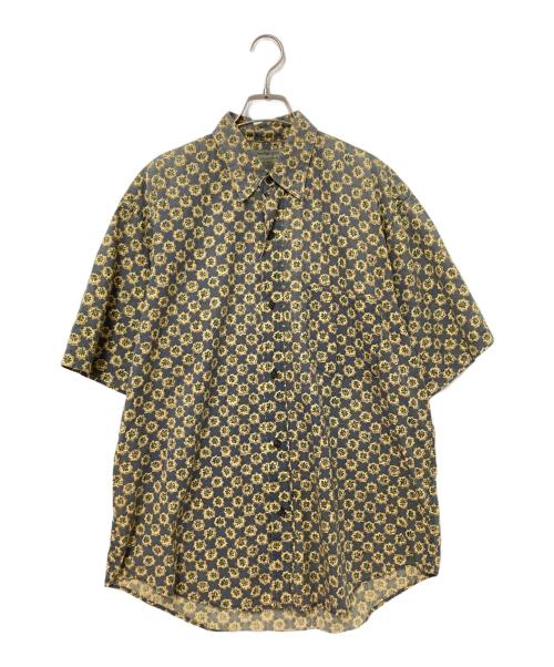 Calvin Klein Sports（カルバンクラインスポーツ）Calvin Klein Sports (カルバンクラインスポーツ) 総柄半袖シャツ ネイビー×ベージュ サイズ:Lの古着・服飾アイテム